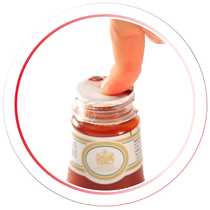 Home page Circles (ketchup) (man) ketchup bottle showing tamper proof seal