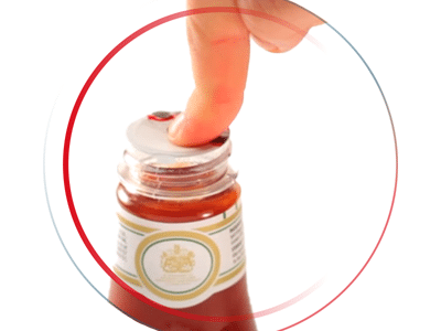 Tamper evident induction seal on ketchup bottle